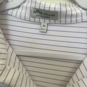 Peter Millar SUMMER COMFORT NWOT Polo Shirt XL purple White Striped S/S Golf NEW